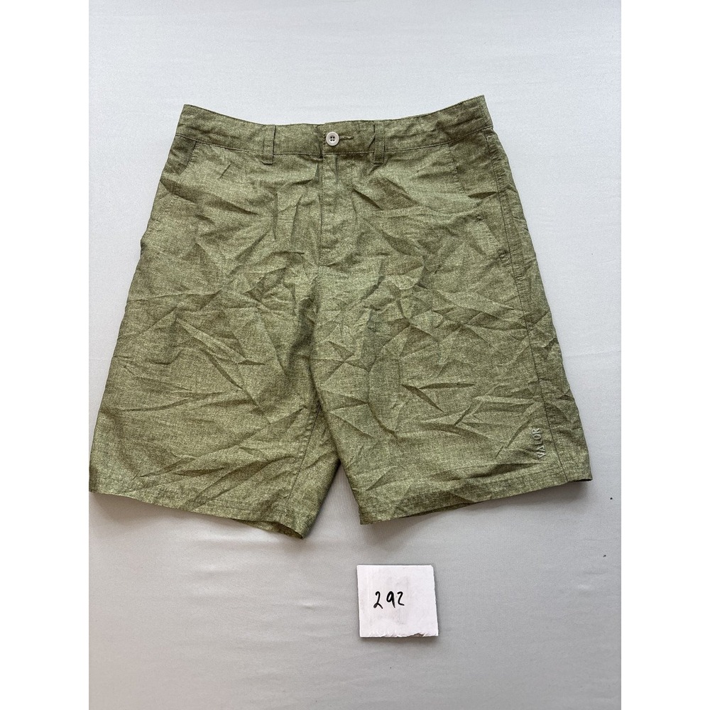 Valor Mens Size 32 Olive Green Flat Front Board Swim Shorts 100% Poly Hybrid